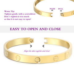 18K Gold Plated Oval Friendship Bracelet 316L Stainless Steel Bracelet Women's Bracelet Women's Cuff Bracelet with Screwdriver Love Bracelet